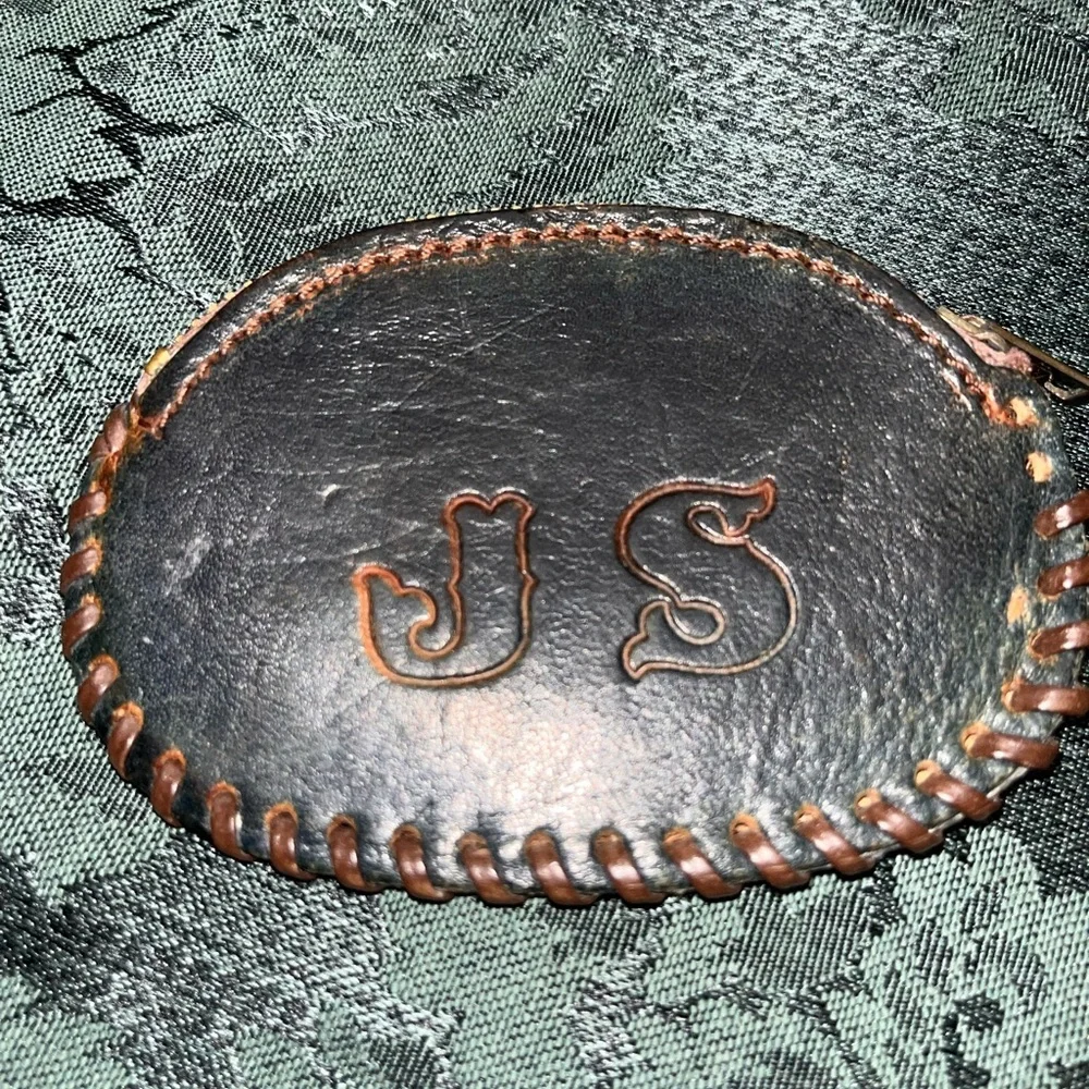 Antique Leather Coin Pouch - Picture 2 of 5